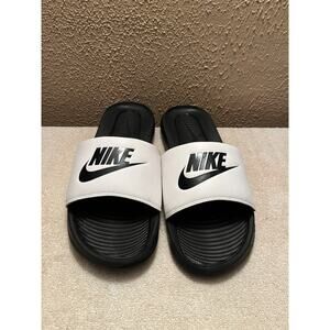 Nike Victori One, Men’s Size 10, Slip On Sandals, Black and White